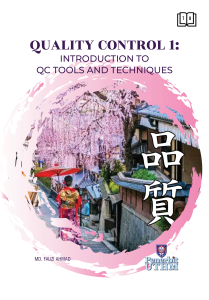 QUALITY CONTROL 1: INTRODUCTION TO QC TOOLS AND TECHNIQUES